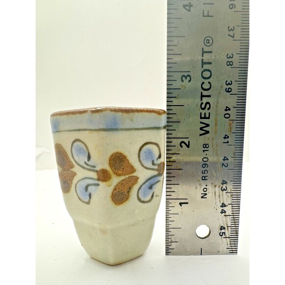 Ken Edwards Pottery Mexico Tonala Shot Glass 1oz. Toothpick Holder Hand Painted - Picture 6 of 6